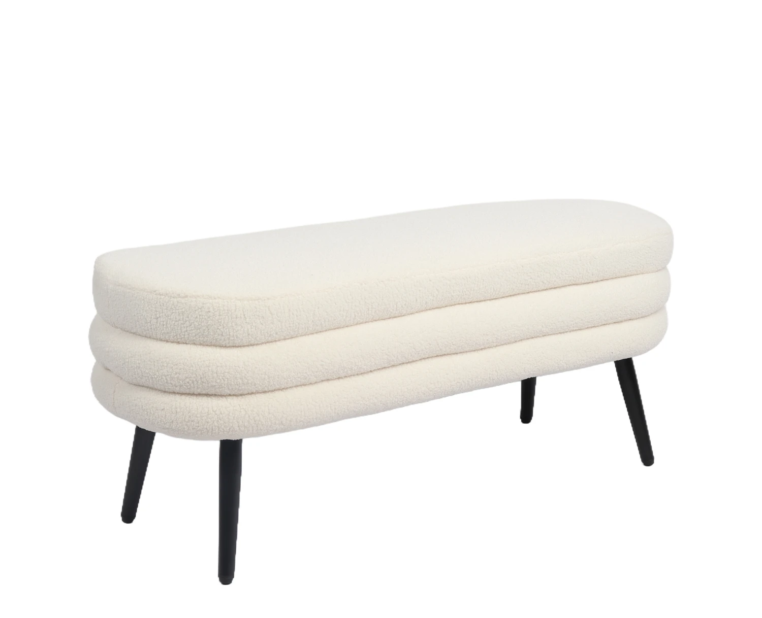 Παγκάκι Ottoman TONDO Λευκό Ύφασμα Teddy/Μέταλλο 42x112x44cm - Εικόνα 2 | Mypouf.gr