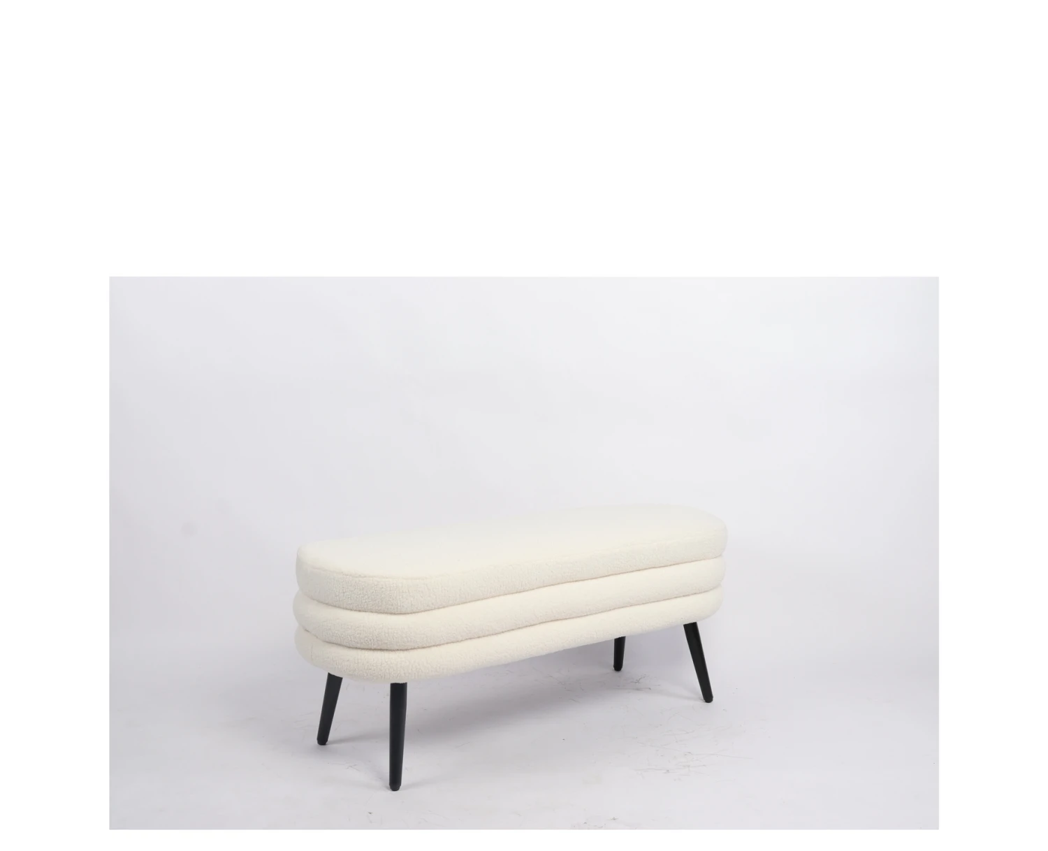 Παγκάκι Ottoman TONDO Λευκό Ύφασμα Teddy/Μέταλλο 42x112x44cm - Εικόνα 3 | Mypouf.gr