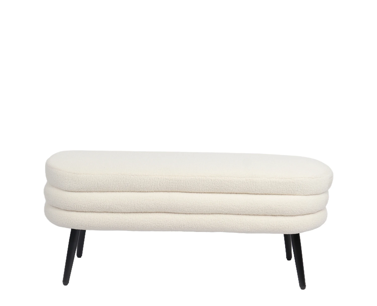 Παγκάκι Ottoman TONDO Λευκό Ύφασμα Teddy/Μέταλλο 42x112x44cm - Εικόνα 4 | Mypouf.gr