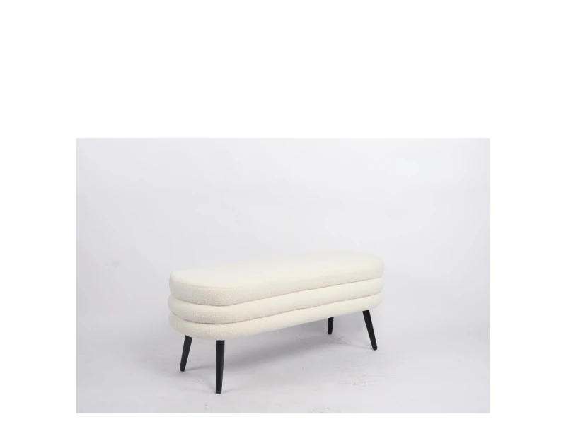 Παγκάκι Ottoman TONDO Λευκό Ύφασμα Teddy/Μέταλλο 42x112x44cm
