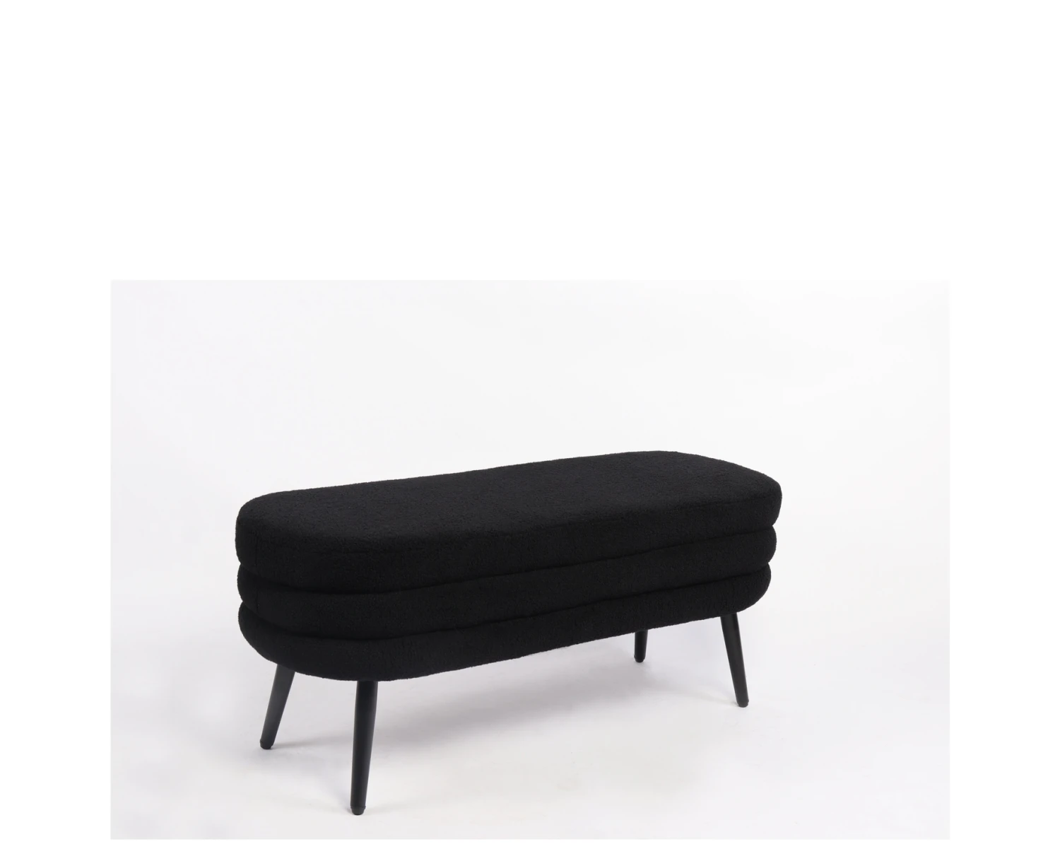 Παγκάκι Ottoman TONDO Μαύρο Ύφασμα Teddy/Μέταλλο 42x112x44cm - Εικόνα 2 | Mypouf.gr