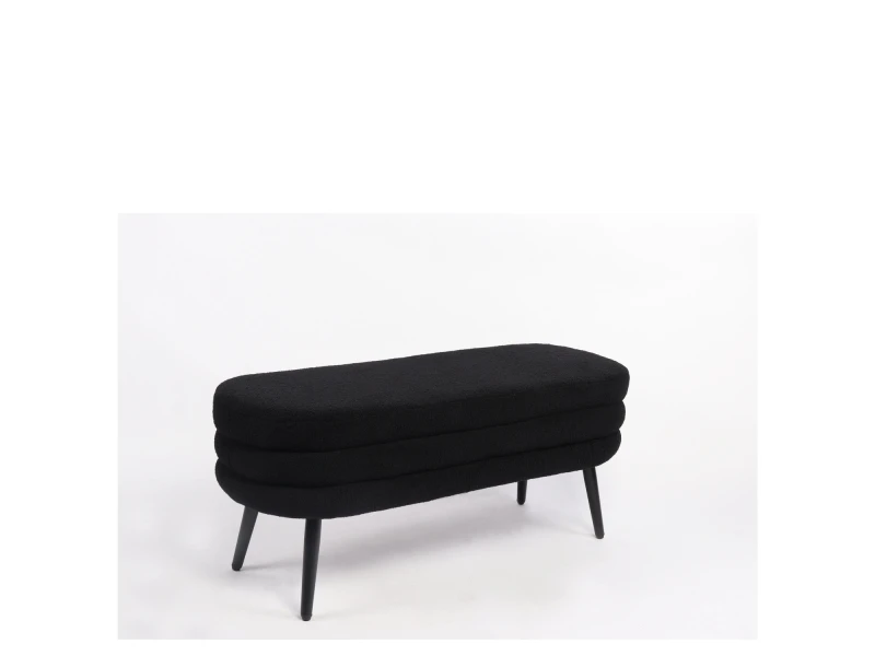 Παγκάκι Ottoman TONDO Μαύρο Ύφασμα Teddy/Μέταλλο 42x112x44cm