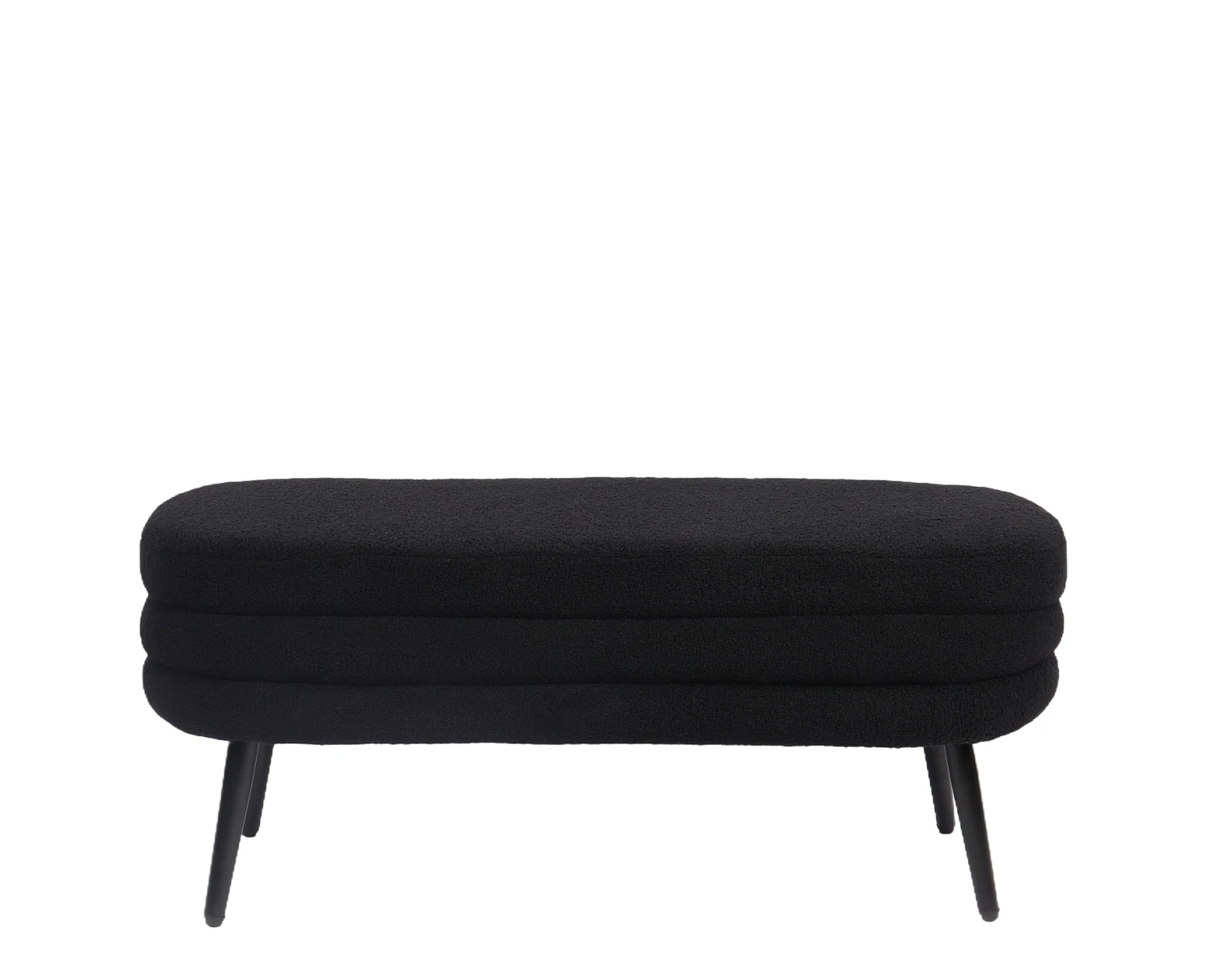Παγκάκι Ottoman TONDO Μαύρο Ύφασμα Teddy/Μέταλλο 42x112x44cm - Εικόνα 3 | Mypouf.gr