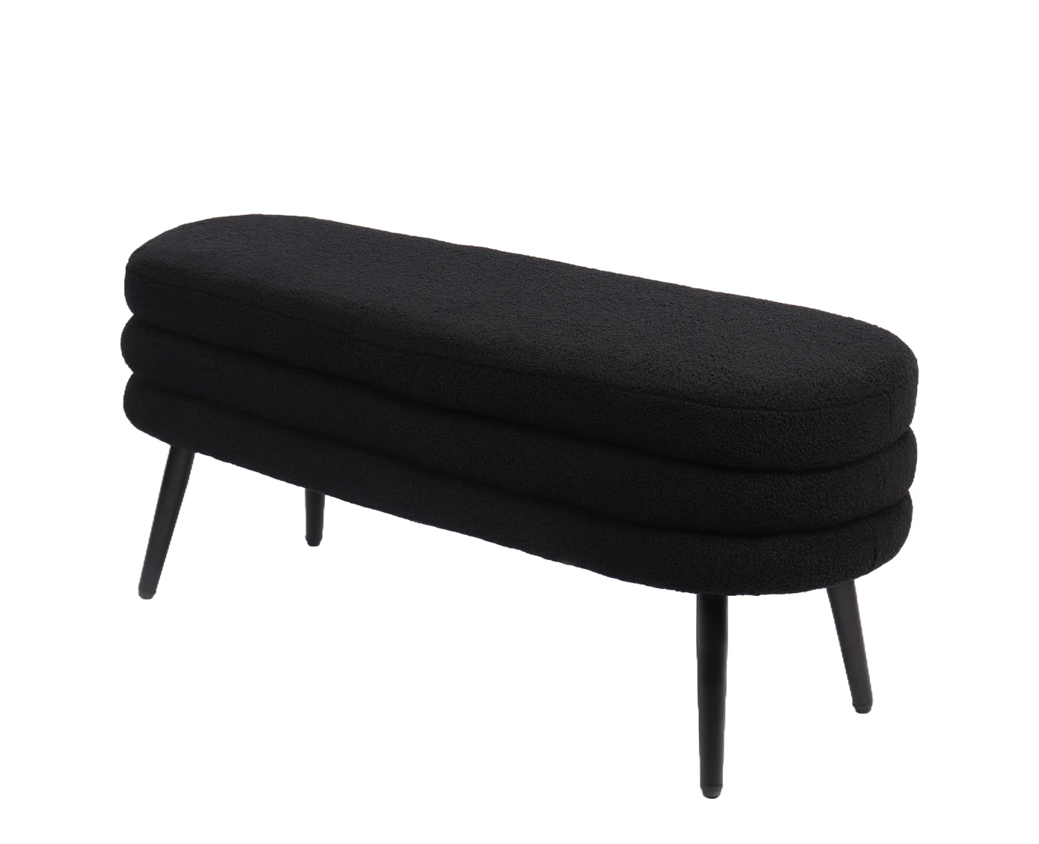 Παγκάκι Ottoman TONDO Μαύρο Ύφασμα Teddy/Μέταλλο 42x112x44cm - Εικόνα 5 | Mypouf.gr