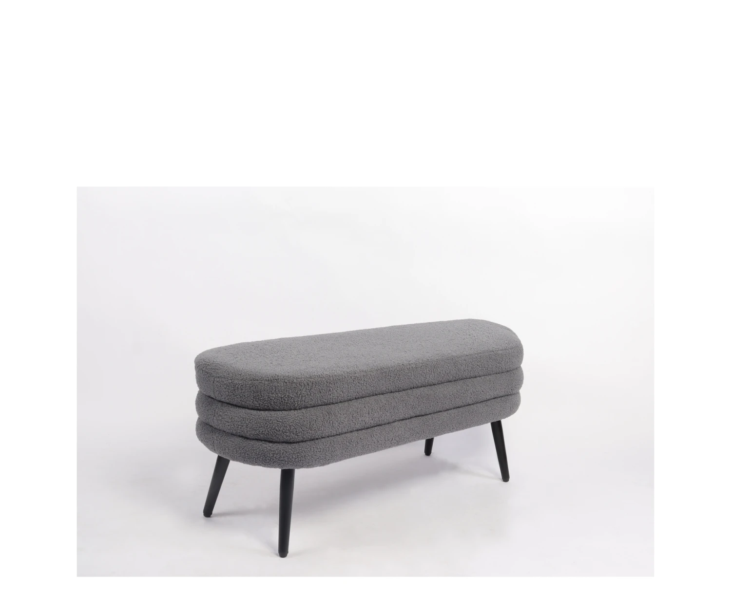 Παγκάκι Ottoman TONDO Γκρι Ύφασμα Teddy/Μέταλλο 42x112x44cm - Εικόνα 2 | Mypouf.gr