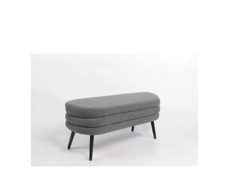 Παγκάκι Ottoman TONDO Γκρι Ύφασμα Teddy/Μέταλλο 42x112x44cm