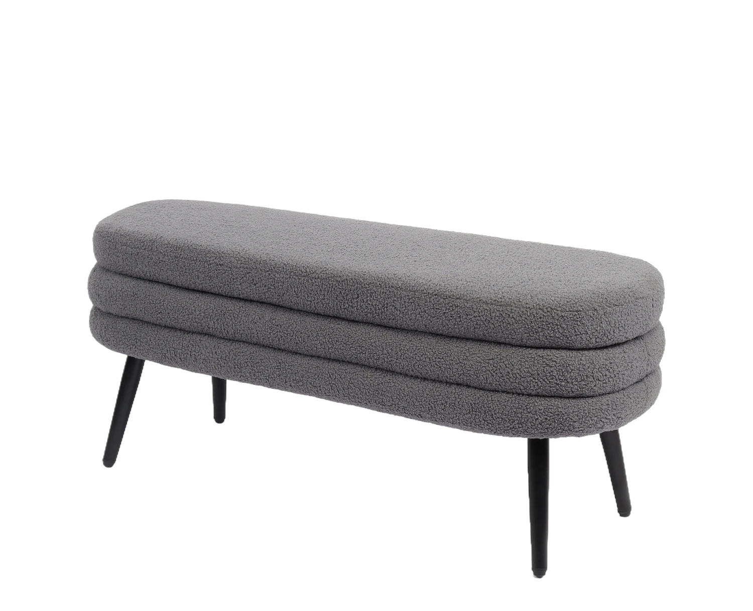 Παγκάκι Ottoman TONDO Γκρι Ύφασμα Teddy/Μέταλλο 42x112x44cm - Εικόνα 4 | Mypouf.gr