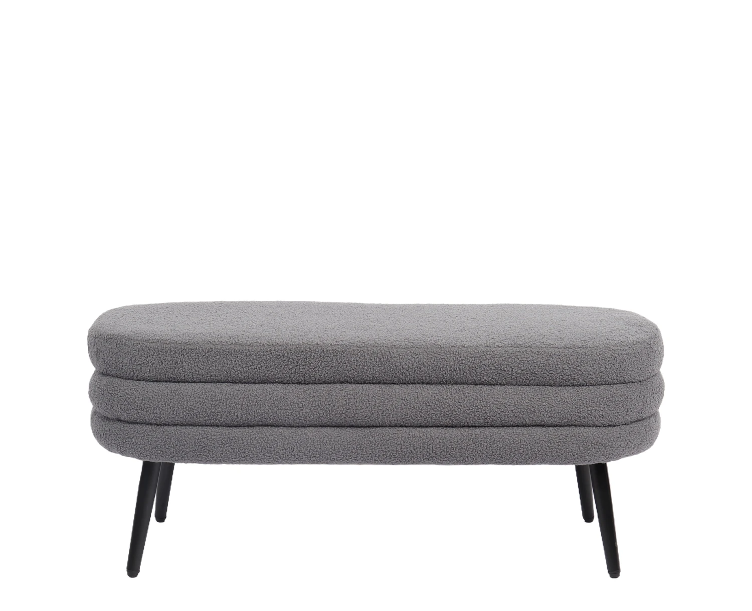 Παγκάκι Ottoman TONDO Γκρι Ύφασμα Teddy/Μέταλλο 42x112x44cm - Εικόνα 5 | Mypouf.gr