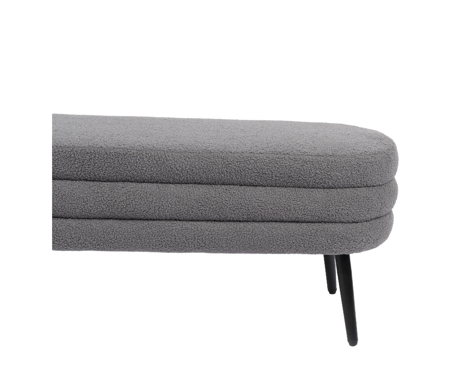 Παγκάκι Ottoman TONDO Γκρι Ύφασμα Teddy/Μέταλλο 42x112x44cm - Εικόνα 6 | Mypouf.gr