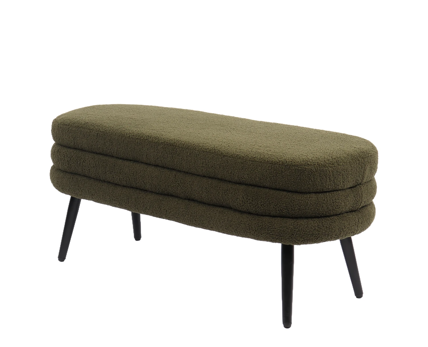 Παγκάκι Ottoman TONDO Πράσινο Ύφασμα Teddy/Μέταλλο 42x112x44cm - Εικόνα 4 | Mypouf.gr