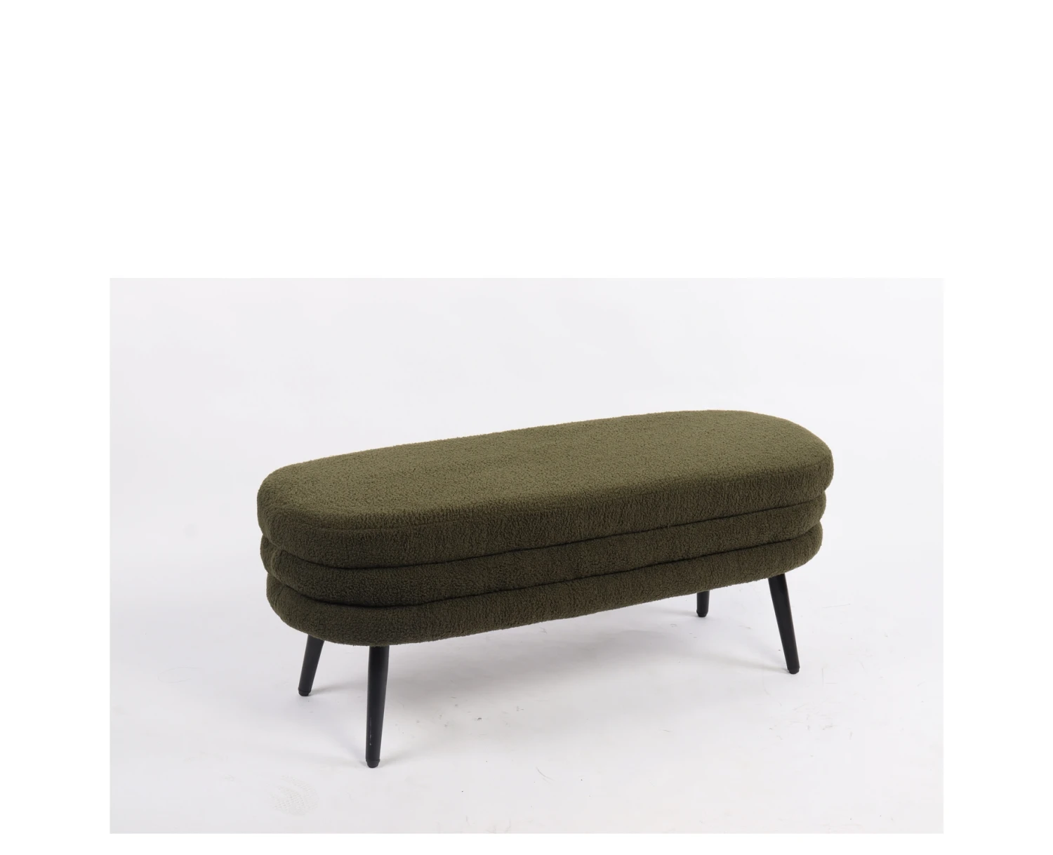 Παγκάκι Ottoman TONDO Πράσινο Ύφασμα Teddy/Μέταλλο 42x112x44cm