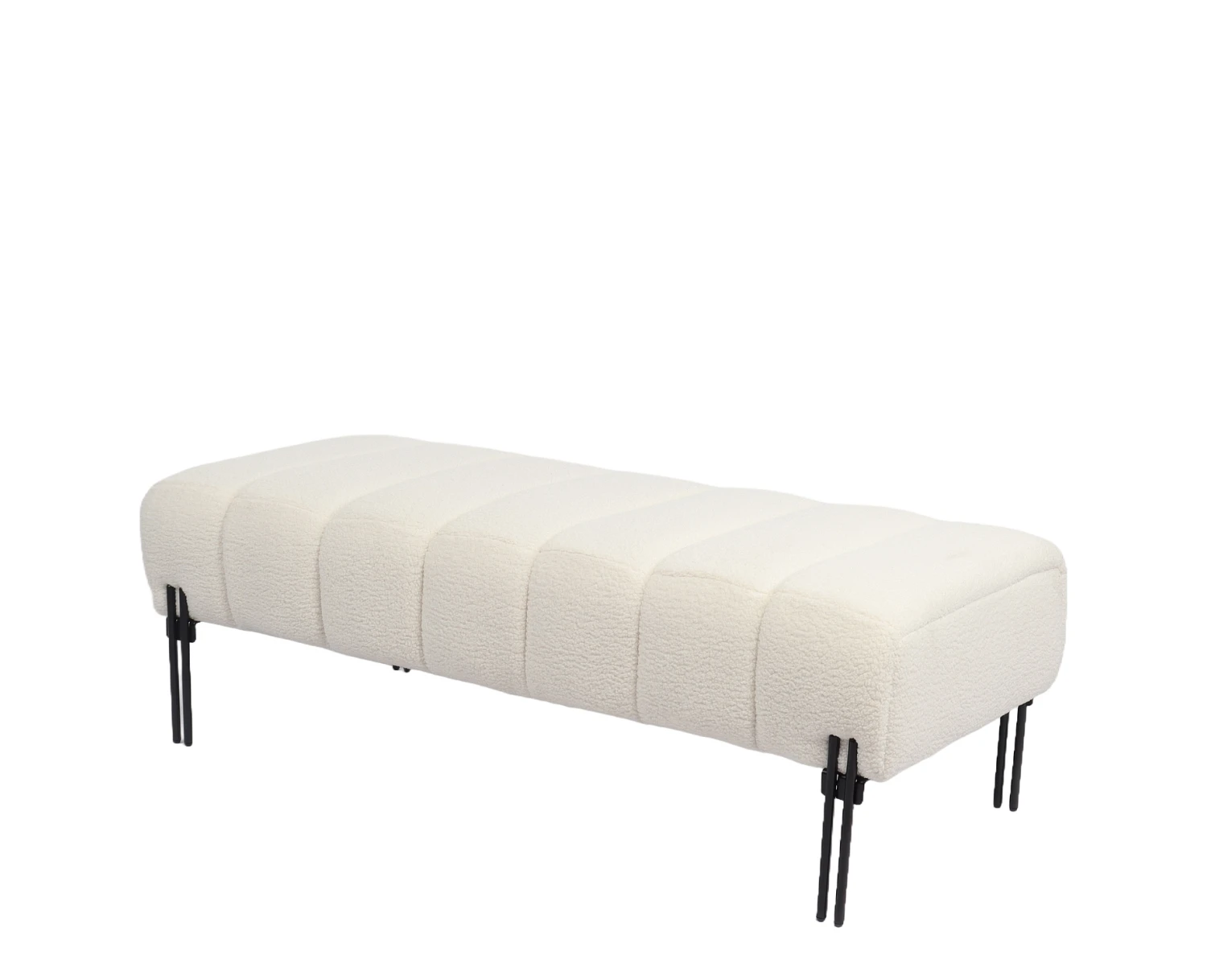 Παγκάκι Ottoman KUBO Λευκό Ύφασμα Teddy/Μέταλλο 40x116.5x50cm - Εικόνα 4 | Mypouf.gr