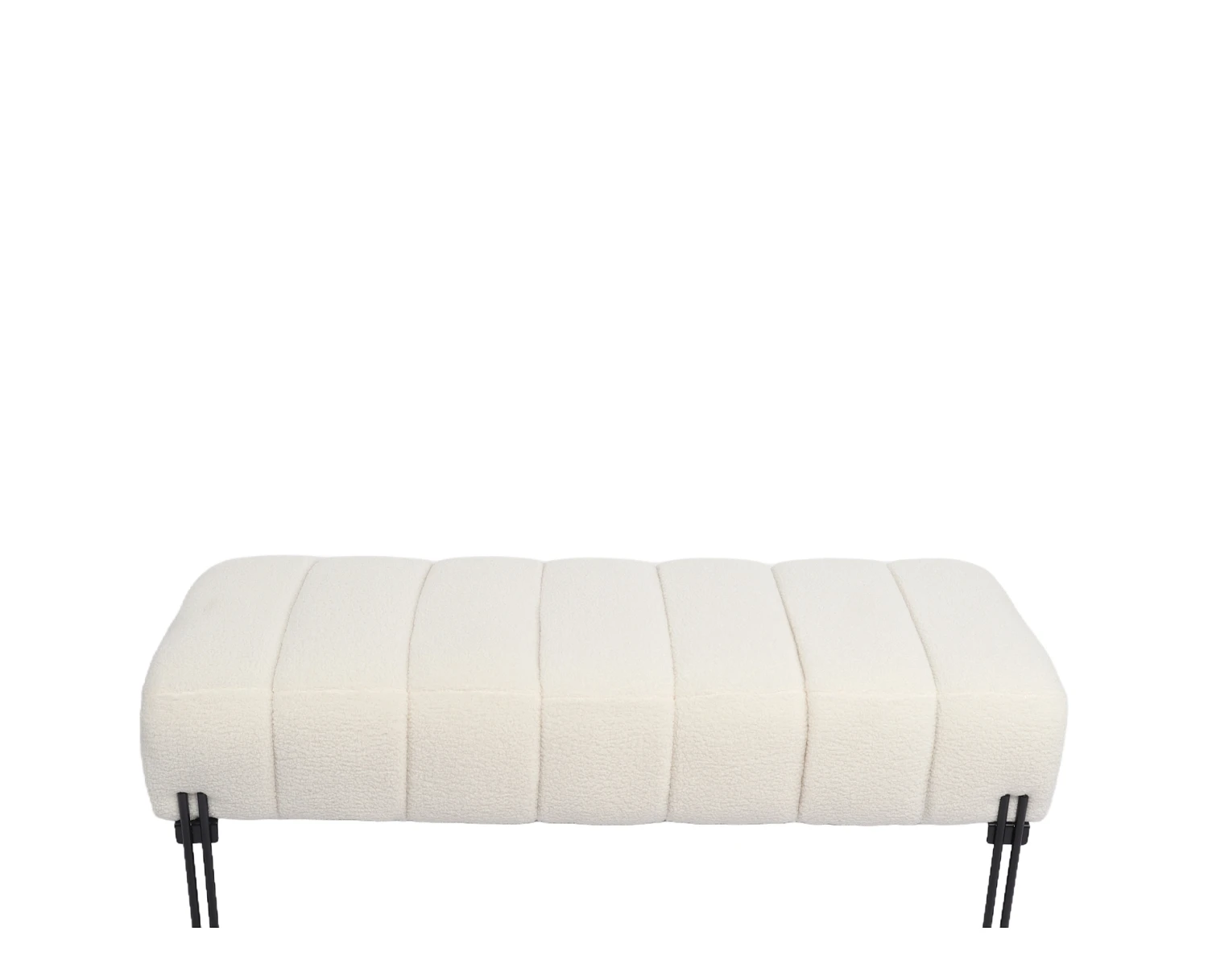 Παγκάκι Ottoman KUBO Λευκό Ύφασμα Teddy/Μέταλλο 40x116.5x50cm - Εικόνα 5 | Mypouf.gr