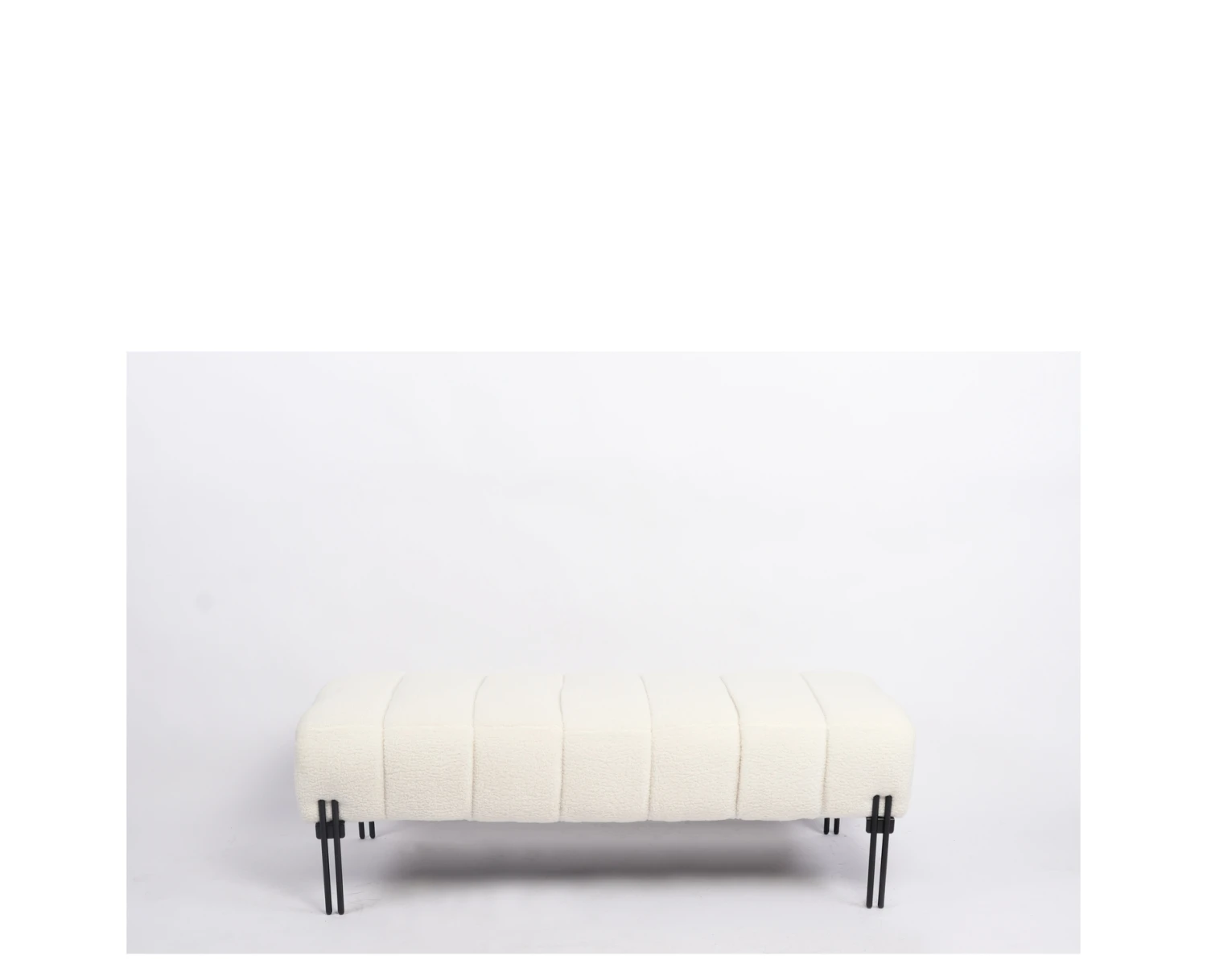 Παγκάκι Ottoman KUBO Λευκό Ύφασμα Teddy/Μέταλλο 40x116.5x50cm