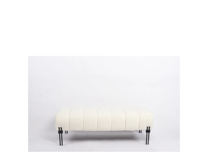 Παγκάκι Ottoman KUBO Λευκό Ύφασμα Teddy/Μέταλλο 40x116.5x50cm