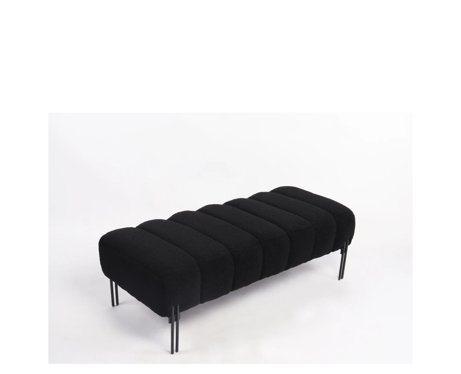 Παγκάκι Ottoman KUBO Μαύρο Ύφασμα Teddy/Μέταλλο 40x116.5x50cm - Εικόνα 2 | Mypouf.gr