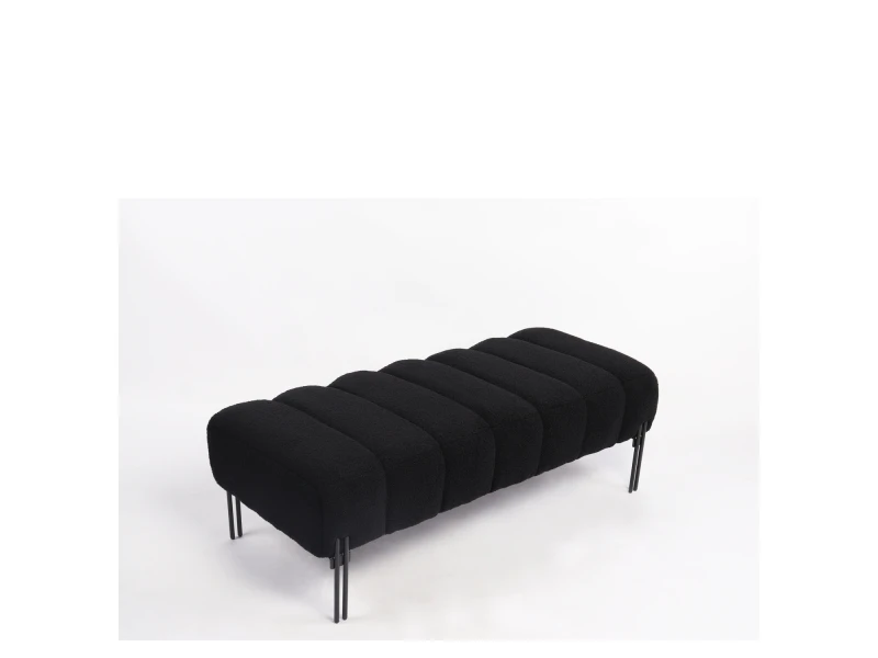 Παγκάκι Ottoman KUBO Μαύρο Ύφασμα Teddy/Μέταλλο 40x116.5x50cm