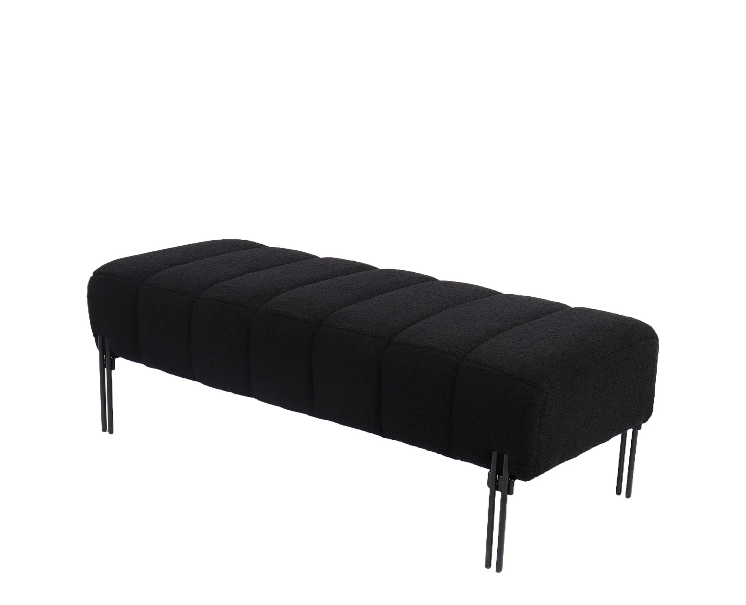 Παγκάκι Ottoman KUBO Μαύρο Ύφασμα Teddy/Μέταλλο 40x116.5x50cm - Εικόνα 4 | Mypouf.gr