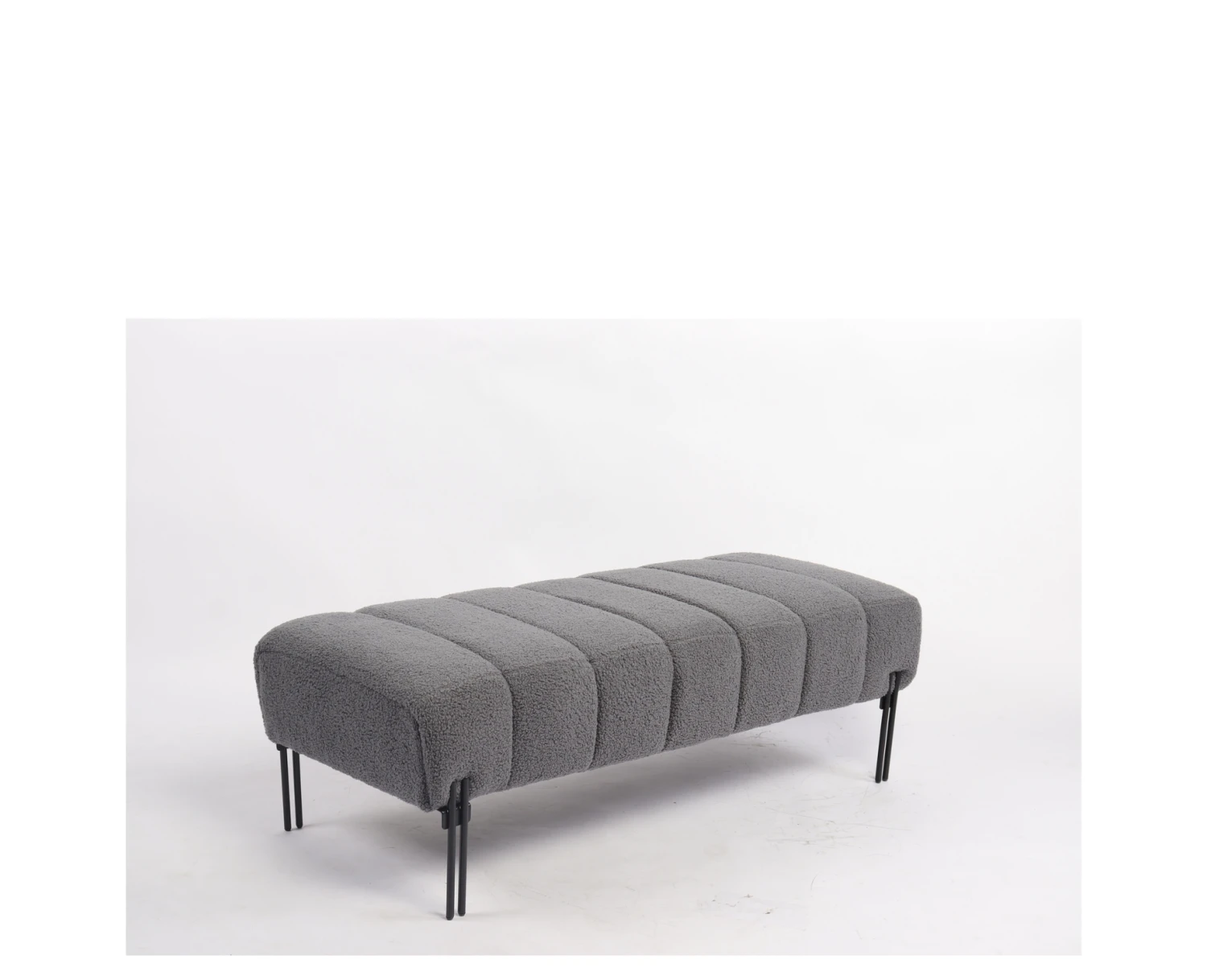 Παγκάκι Ottoman KUBO Γκρι Ύφασμα Teddy/Μέταλλο 40x116.5x50cm - Εικόνα 2 | Mypouf.gr