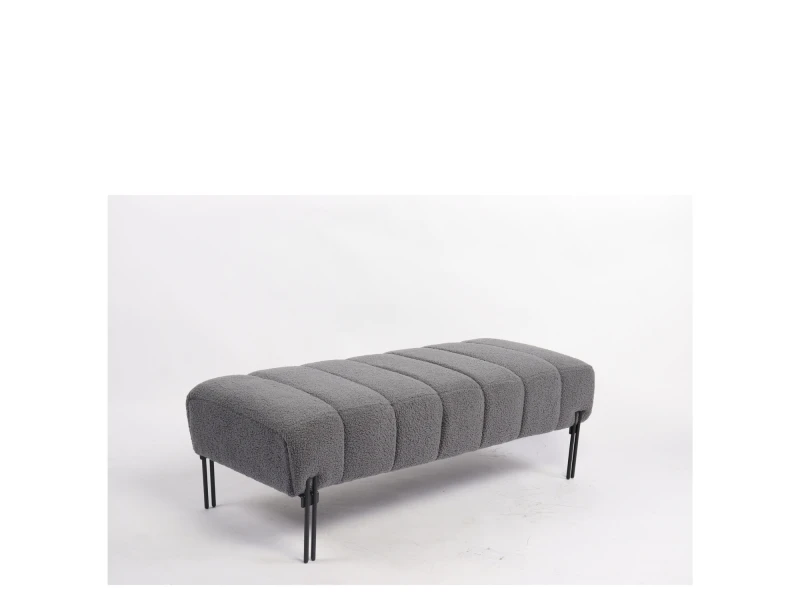 Παγκάκι Ottoman KUBO Γκρι Ύφασμα Teddy/Μέταλλο 40x116.5x50cm