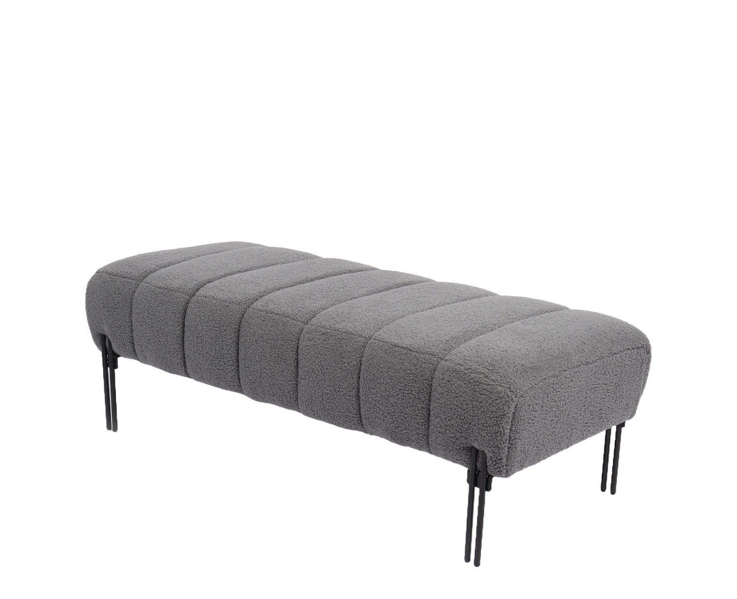 Παγκάκι Ottoman KUBO Γκρι Ύφασμα Teddy/Μέταλλο 40x116.5x50cm - Εικόνα 4 | Mypouf.gr