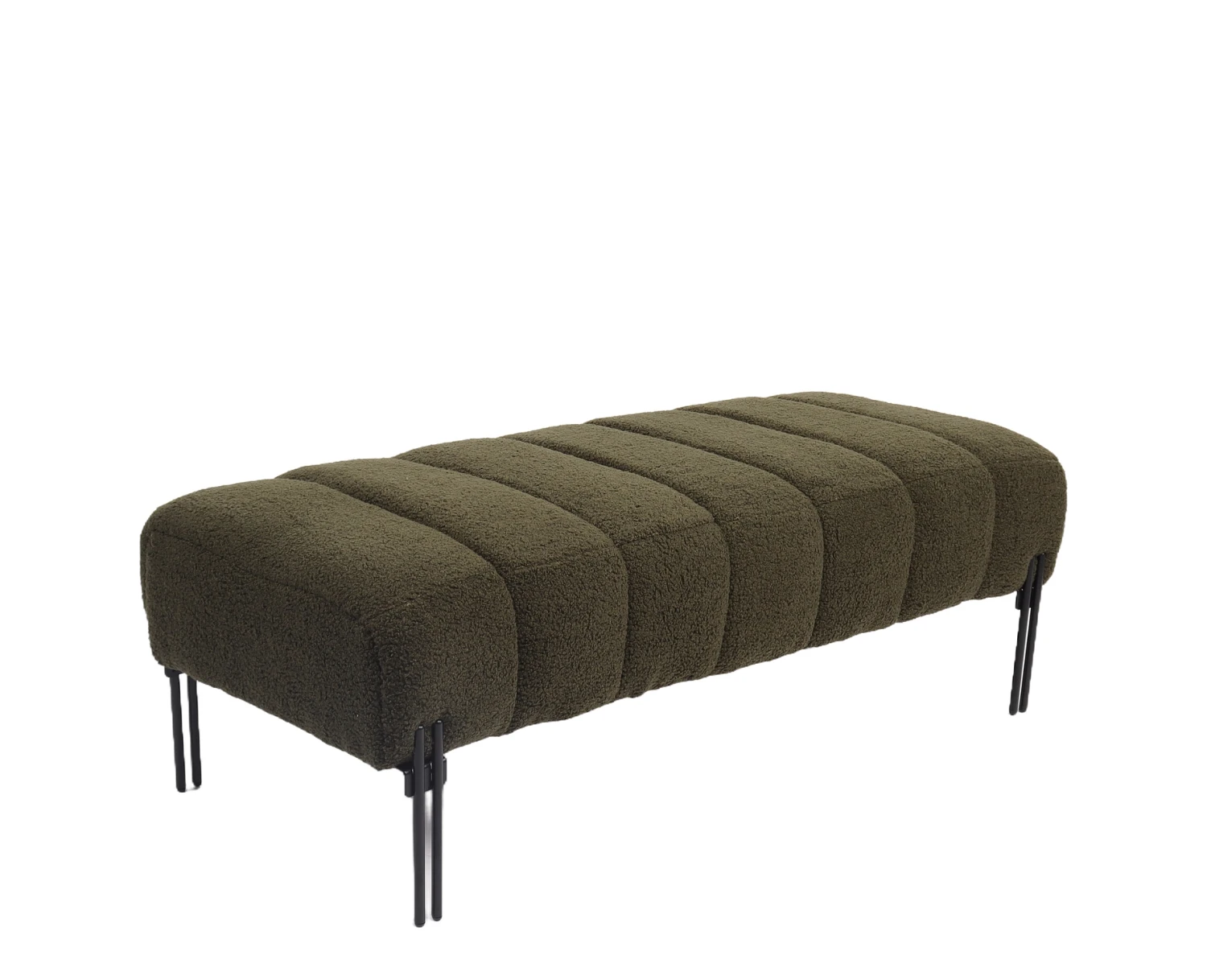 Παγκάκι Ottoman KUBO Πράσινο Ύφασμα Teddy/Μέταλλο 40x116.5x50cm - Εικόνα 2 | Mypouf.gr