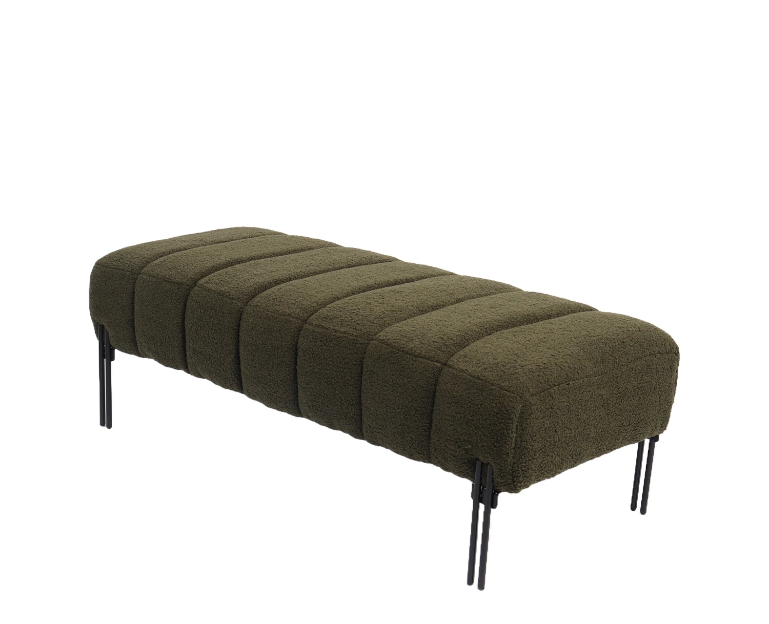 Παγκάκι Ottoman KUBO Πράσινο Ύφασμα Teddy/Μέταλλο 40x116.5x50cm - Εικόνα 5 | Mypouf.gr