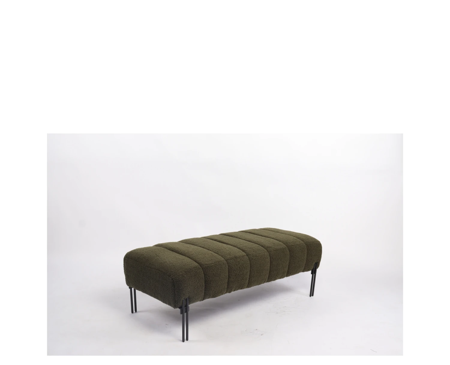 Παγκάκι Ottoman KUBO Πράσινο Ύφασμα Teddy/Μέταλλο 40x116.5x50cm