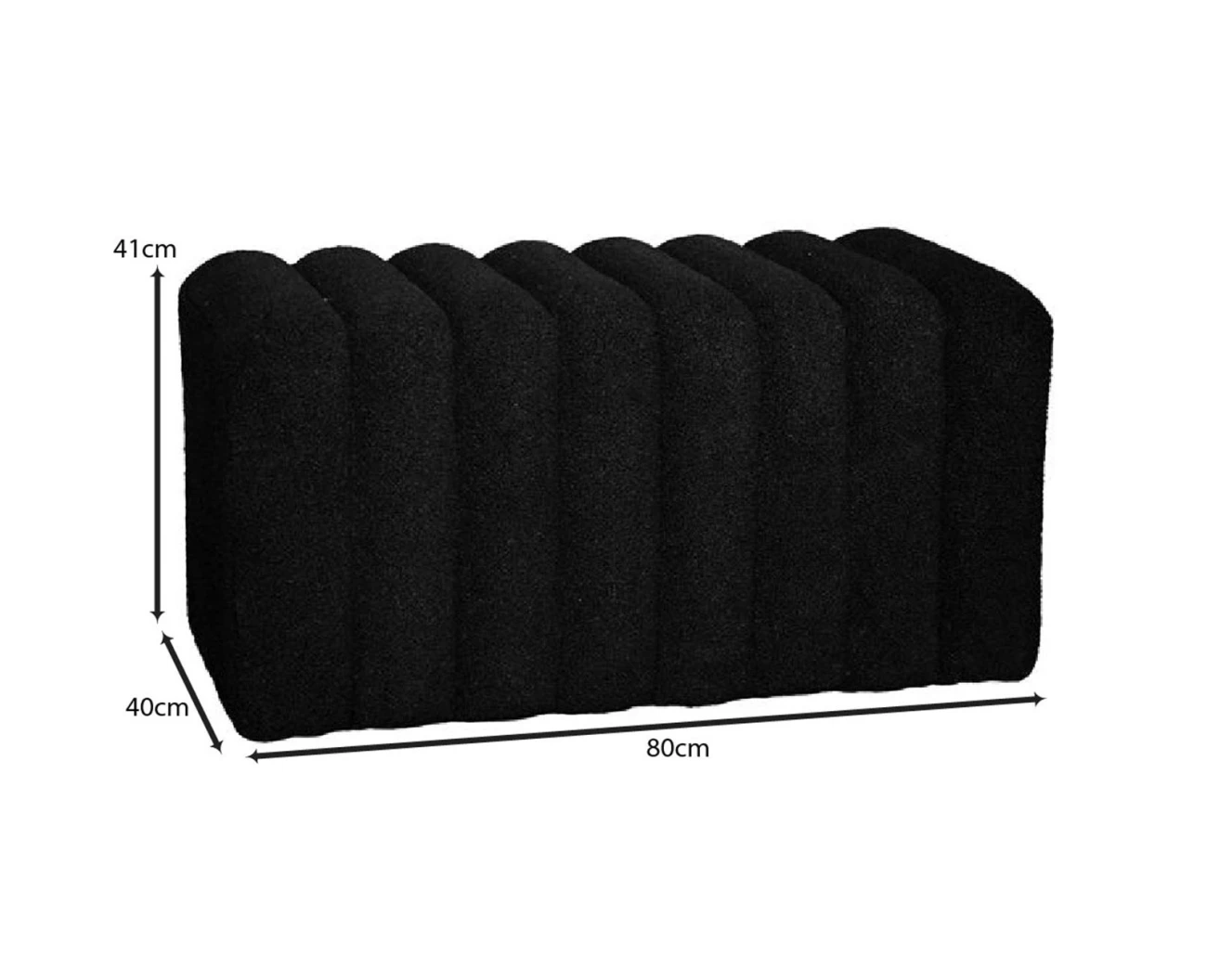 Togo Σκαμπό Βοηθητικό, Teddy Ύφασμα Μαύρο 80x40x41cm - Εικόνα 3 | Mypouf.gr