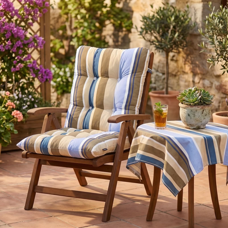 Μαξιλάρια κρετόν Ρίγες Μπλέ -Μπέζ - Καφέ