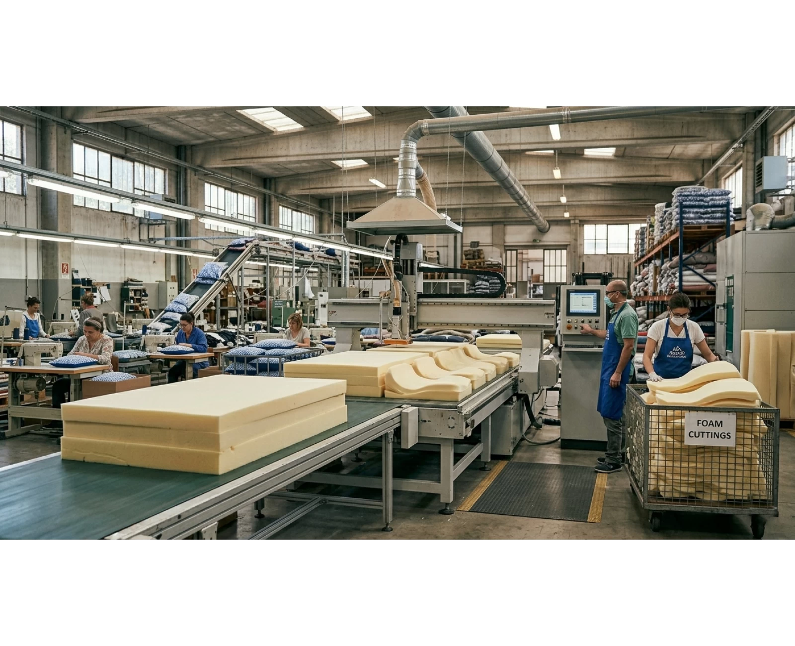 Custom εργασία (Ύφασμα - Αφρολέξ) Κοπές (Ράψιμο μαξιλαριών) | Mypouf.gr