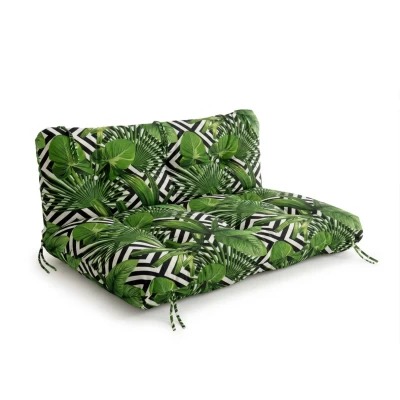 Μαξιλάρι ενσωματωμένη πλάτη - κάθισμα με κουμπιά καναπέ βαμβακερό με 70% αδιαβροχοποίηση (Leaves 17160) - Μπαμπού