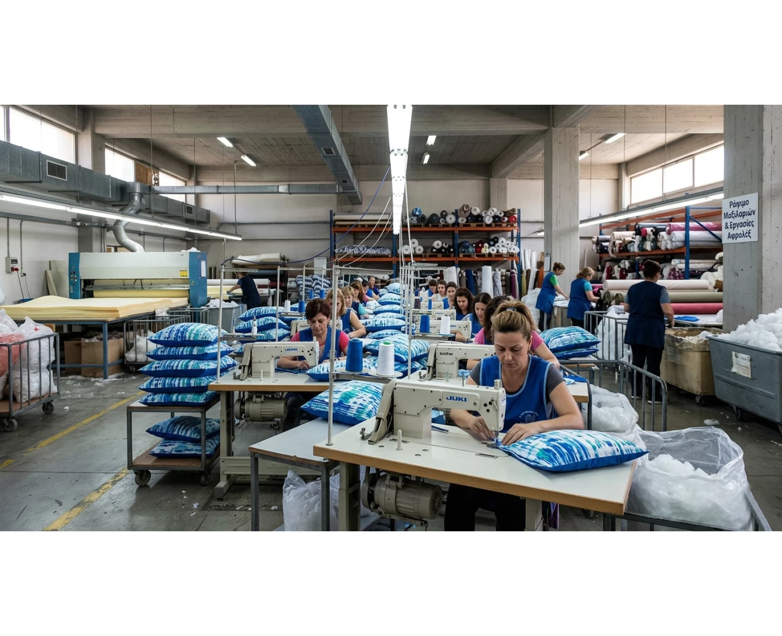 Custom εργασία (Ύφασμα - Αφρολέξ) Κοπές (Ράψιμο μαξιλαριών) | Mypouf.gr