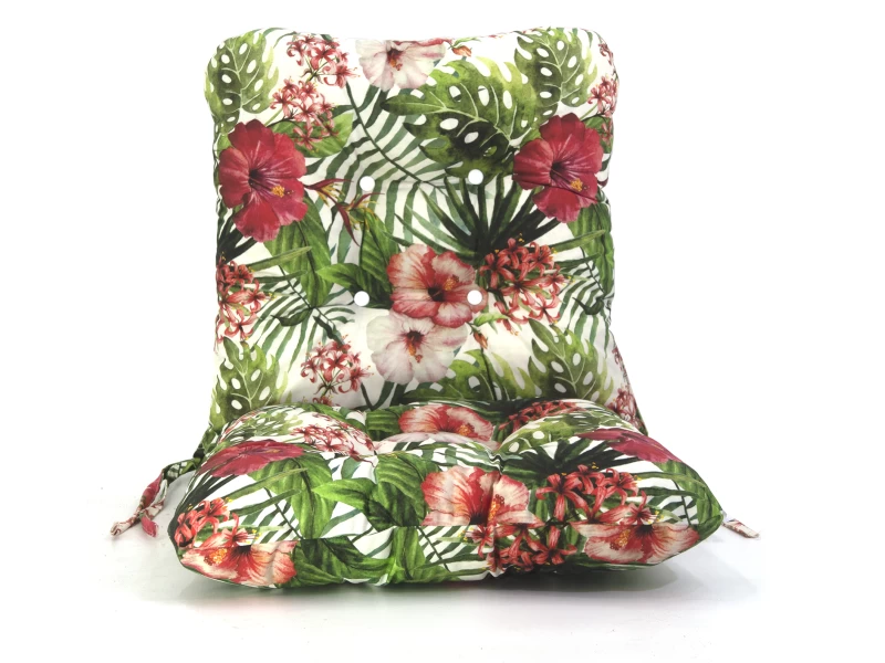 Μαξιλάρι με πλάτη για πολυθρόνες με κουμπιά βαμβακερό με 70% αδιαβροχοποίηση (Flower 15083) - Μπαμπού