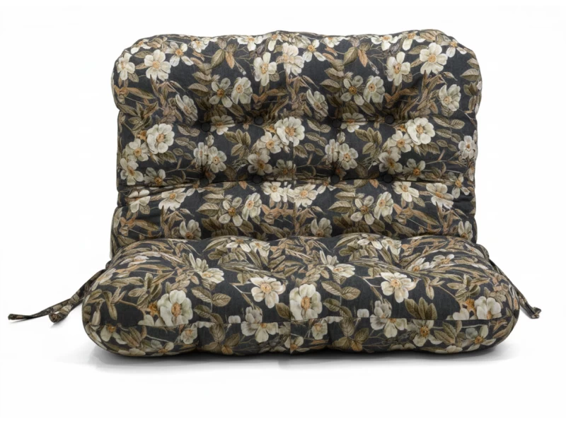 Μαξιλάρι για καναπέ με ενσωματωμένη πλάτη - Λονέτα Ύφασμα απόχρωση του ανθρακί με σχέδιo λουλούδια Leire 801