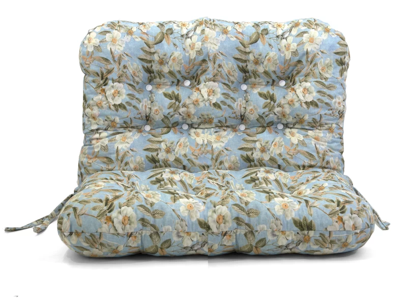 Μαξιλάρι για καναπέ με ενσωματωμένη πλάτη - Λονέτα Ύφασμα απόχρωση του γαλάζιου με σχέδιo λουλούδια Leire 601
