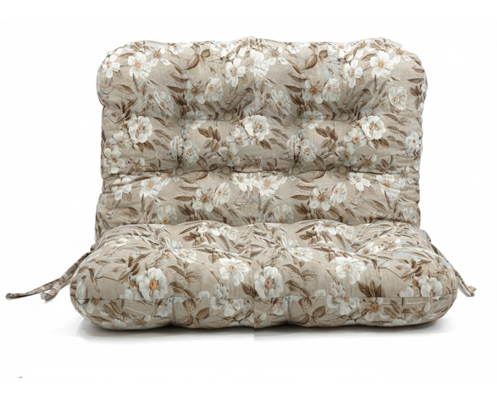 Μαξιλάρι για καναπέ με ενσωματωμένη πλάτη - Λονέτα Ύφασμα απόχρωση του μπέζ με σχέδιo λουλούδια Leire 101 | Mypouf.gr