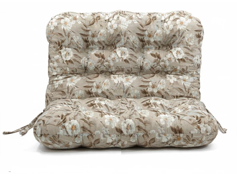 Μαξιλάρι για καναπέ με ενσωματωμένη πλάτη - Λονέτα Ύφασμα απόχρωση του μπέζ με σχέδιo λουλούδια Leire 101