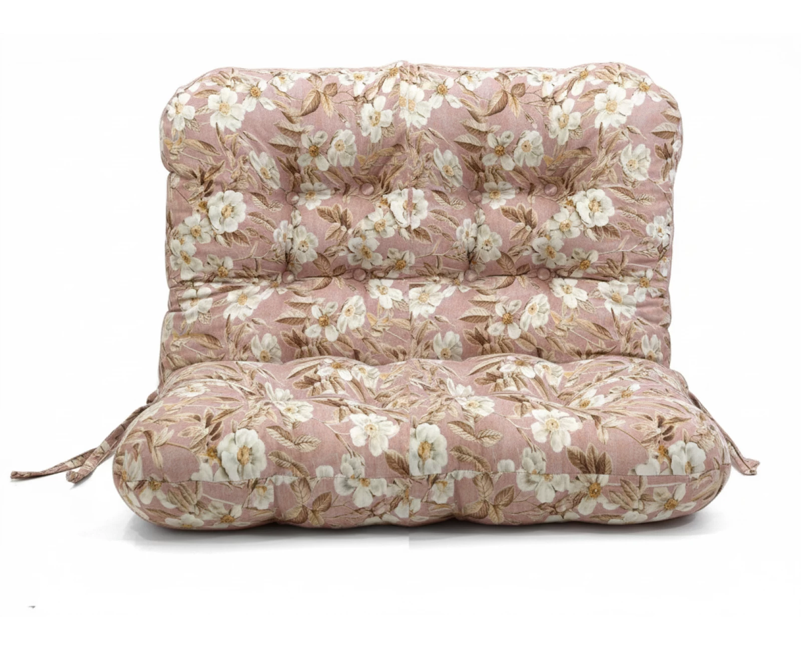 Μαξιλάρι για καναπέ με ενσωματωμένη πλάτη - Λονέτα Ύφασμα απόχρωση του σομόν με σχέδιo λουλούδια Leire 301 | Mypouf.gr