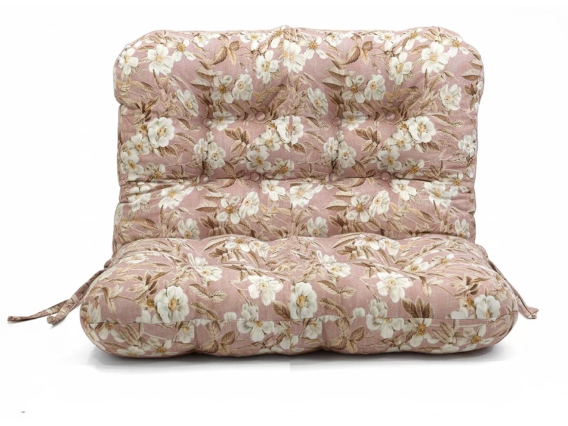 Μαξιλάρι για καναπέ με ενσωματωμένη πλάτη - Λονέτα Ύφασμα απόχρωση του σομόν με σχέδιo λουλούδια Leire 301