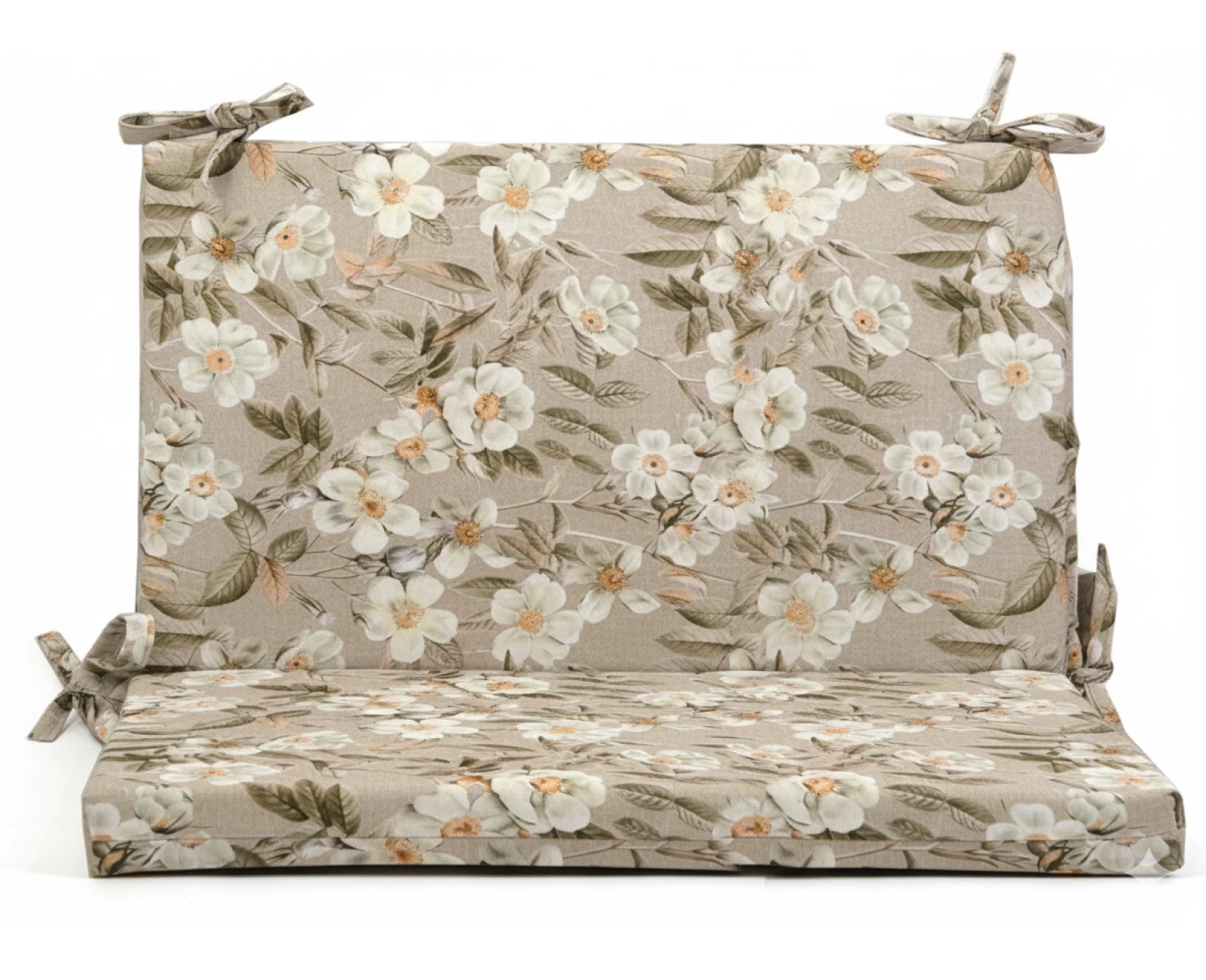 Μαξιλάρι για καναπέδες λονέτα με κορδόνια στην πλάτη απόχρωση του μπεζ με σχέδιo λουλούδια Leire 101 | Mypouf.gr