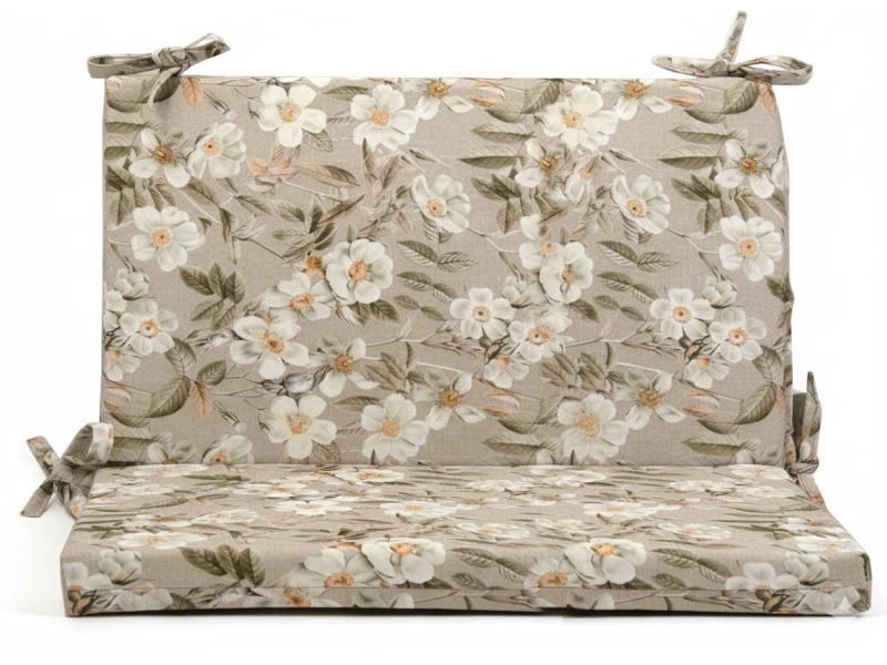 Μαξιλάρι για καναπέδες λονέτα με κορδόνια στην πλάτη απόχρωση του μπεζ με σχέδιo λουλούδια Leire 101
