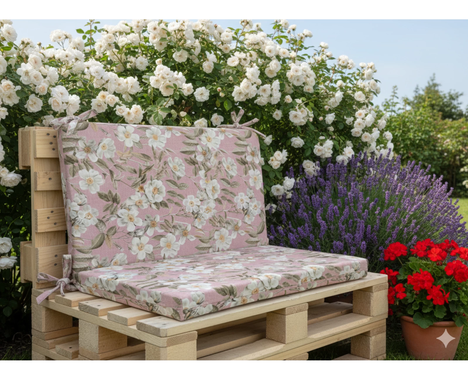 Μαξιλάρι για καναπέδες λονέτα με κορδόνια στην πλάτη απόχρωση του σομόν με σχέδιo λουλούδια Leire 301 | Mypouf.gr