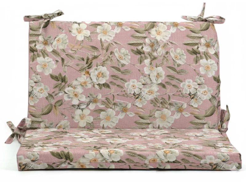 Μαξιλάρι για καναπέδες λονέτα με κορδόνια στην πλάτη απόχρωση του σομόν με σχέδιo λουλούδια Leire 301