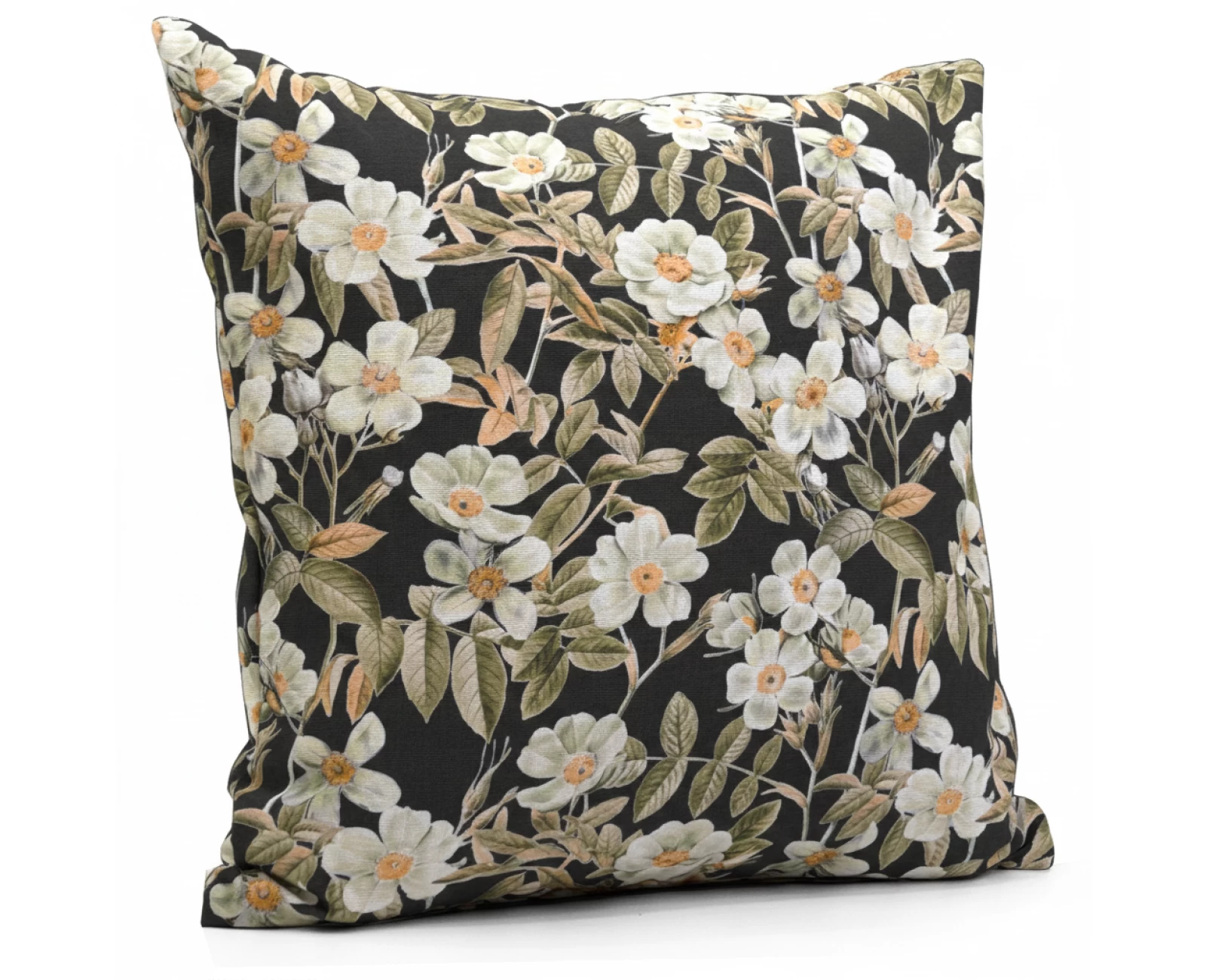 Μαξιλάρι καναπέ - δαπέδου Ύφασμα Λονέτα απόχρωση του ανθρακί με σχέδιo λουλούδια Leire 801 | Mypouf.gr