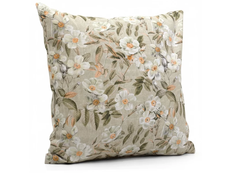 Μαξιλάρι καναπέ - δαπέδου Ύφασμα Λονέτα απόχρωση του μπεζ με σχέδιo λουλούδια Leire 101