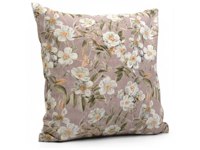 Μαξιλάρι καναπέ - δαπέδου Ύφασμα Λονέτα απόχρωση του σομόν με σχέδιo λουλούδια Leire 301