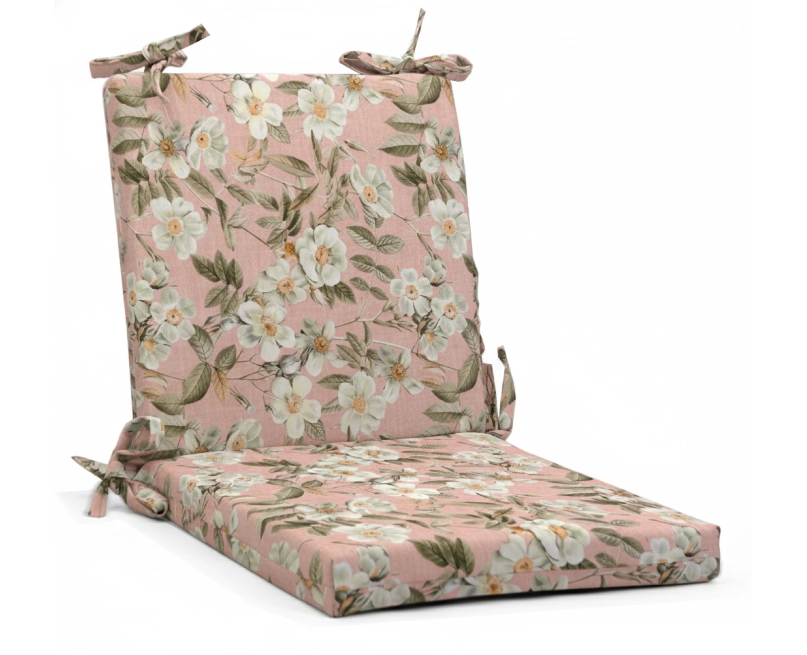Μαξιλάρι καρέκλας λονέτα με κορδόνια στην πλάτη απόχρωση του σομόν με σχέδιo λουλούδια Leire 301 | Mypouf.gr