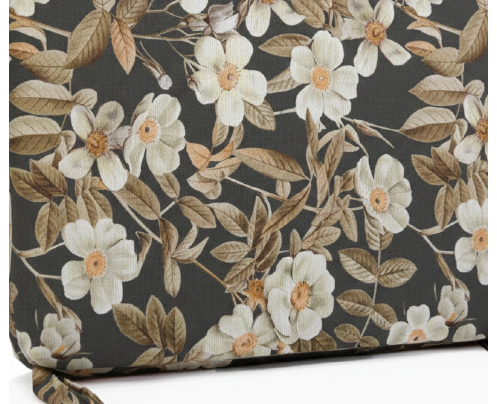 Μαξιλάρι Καρέκλας Με Δέσιμο - Λονέτα Ύφασμα απόχρωση του ανθρακί με σχέδιo λουλούδια Leire 801 | Mypouf.gr
