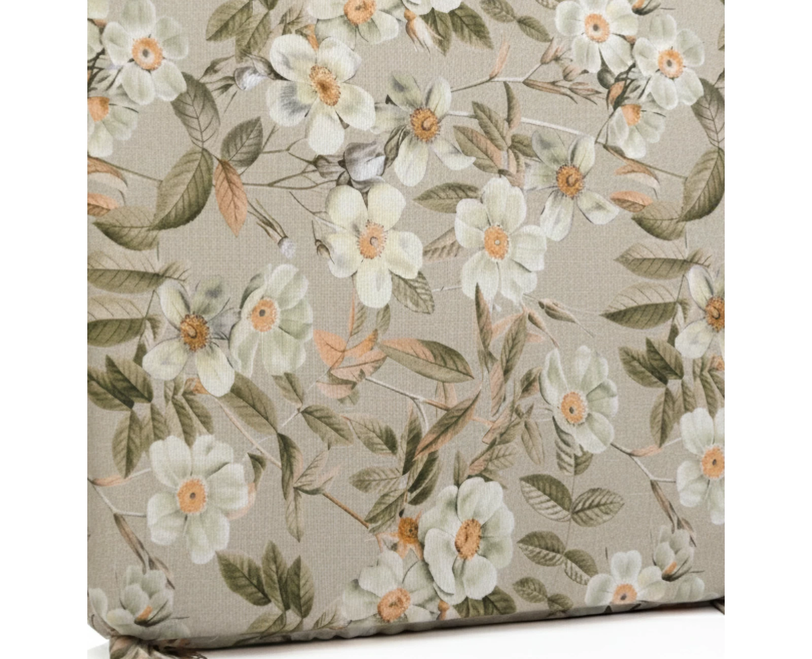 Μαξιλάρι Καρέκλας Με Δέσιμο - Λονέτα Ύφασμα απόχρωση του μπεζ με σχέδιo λουλούδια Leire 101 | Mypouf.gr